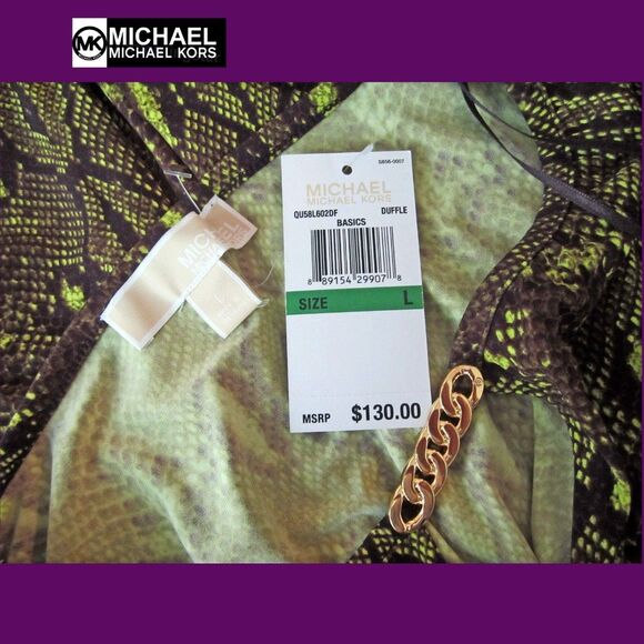 MICHAEL Michael Kors NEW Bohemian DUFFLE Snake Keyhole Cold Shoulders Dress L - Picture 5 of 11